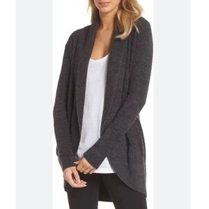 Barefoot Dreams® CozyChic Lite® Circle Cardigan Carbon/ Black Heather XS